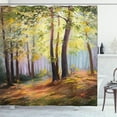 thumbnail image 1 of Ambesonne Country Shower Curtain, Spring in Forest Leaves, 69"Wx70"L, Brown Green, 1 of 3