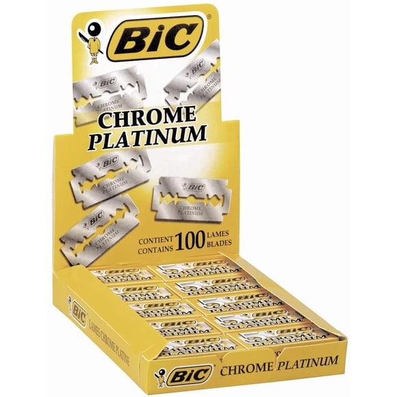 Cuchillas de afeitar BIC Chrome Platinum de doble filo, 50 piezas