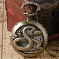 thumbnail image 1 of Reloj de bolsillo vintage de anime de serpiente con collar en relieve del zodiaco, reloj de bolsillo de cazador completo de cuarzo antiguo, 1 of 4