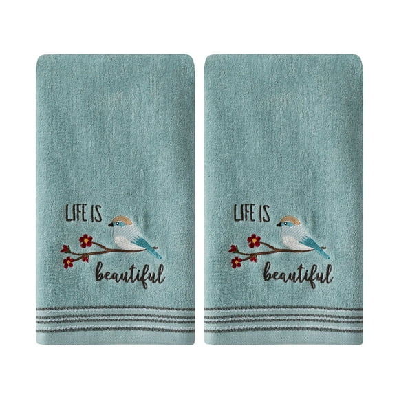 SKL Home by Saturday Knight Ltd. Life Is Beautiful 2 Pc Hand Towel Set, Aqua