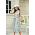 thumbnail image 2 of Curve Muse Women's Solid Sleeveless V Neck Tie waist Wrapped Dress-Grey-XL, 2 of 6