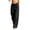 02-Black, variant on Women Linen Palazzo Pants Drawstring High Waist Wide Leg Flowy Trousers With Pockets Summer Beach Pants