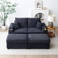 thumbnail image 6 of Modern Corduroy Upholstered Sofa Loveseat Modular Couch with Storage Ottoman and Cup Holders for Living Room Bedroom Apartment, 6 of 9