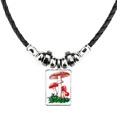 thumbnail image 1 of rojo delicioso hongo venenoso ilustrar collar a mano colgante de cuerda de cuero Unbranded M, 1 of 3