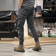 thumbnail image 5 of Men's Solid Color Outdoor Overalls, Casual Tactical Cuff Trousers with Multiple Pockets for Hiking, Workwear and Street Style,Gray,M, 5 of 5
