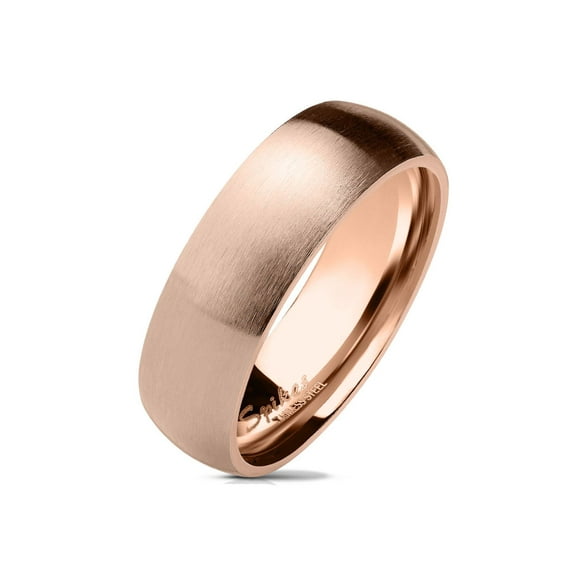 6mm Stainless Steel Rose Gold Plated Wedding Band Matte Finish