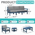 thumbnail image 4 of FUNDAZE Oversize 5 Pieces Patio Furniture Sets, Waterproof HDPE Frame Outdoor Conversation Sets Perfect for Patio, Poolside & Backyard, Navy Frame with Gray Cushion, 4 of 11