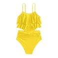 thumbnail image 5 of YDFCWXW Girls Swimsuit 2 Piece Bikini Set Tiered Ruffled Bathing Suit Adjustable Straps Girls' Swimwear (Yellow, 12-13 Years), 5 of 5