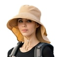 thumbnail image 1 of Wide Brim Shawl Design Adjustable Windproof Rope Fisherman Hat Women Lightweight Ponytail Hole Visor Hat, 1 of 10