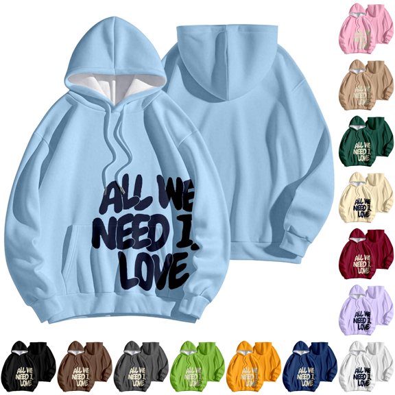 NinXxx Women's Winter Lined Hoodie Streetwear Sweatshirt Cold Weather Sky Blue M