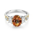 thumbnail image 2 of Gem Stone King 925 Silver and 10K Yellow Gold 3-Stone Ring Mystic Topaz Moissanite (2.50 Cttw), 2 of 3