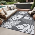thumbnail image 2 of Hasoo 10' x 14' Gray/White Outdoor Rug Plastic Straw Rug Floral Waterproof PP Tube Woven Picnic Mat for Patio Decor Porch Balcony Picnic Rug, 2 of 6
