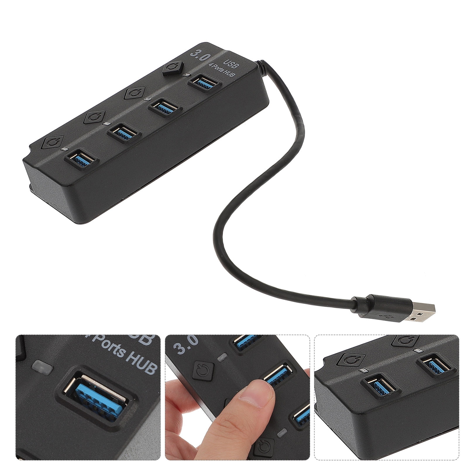 SHOWERORO usb data splitter 4 port abs black 1Pcs hub for home users