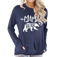thumbnail image 1 of Sudadera de cuello redondo con estampado de oso, manga larga, azul oscuro, talla XL, suave, para uso diario para mujer, 1 of 5