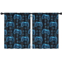 Blackout Kids Curtains,Neon Controllers Games Icons Black Pattern Childrens Insulated Curtains Set Of 2,Bedroom Essentials,Toddler Room Decor 42"x54"