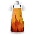 thumbnail image 3 of Giraffe Apron, Sunset with Indigenous Animals Photo, Unisex Kitchen Bib with Adjustable Neck for Cooking Gardening, Adult Size, Orange Burnt Orange, by Ambesonne, 3 of 4