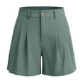 thumbnail image 6 of JGGSPWM Cotton Linen Shorts for Women Summer Dressy Pleated Solid Color High Waisted Business Casual Shorts with Pockets Green XL, 6 of 6