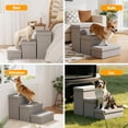 thumbnail image 3 of Escalera para perros Fecuria de 3 peldaños, ancha, 43 cm de alto, con almacenamiento, 3 of 7