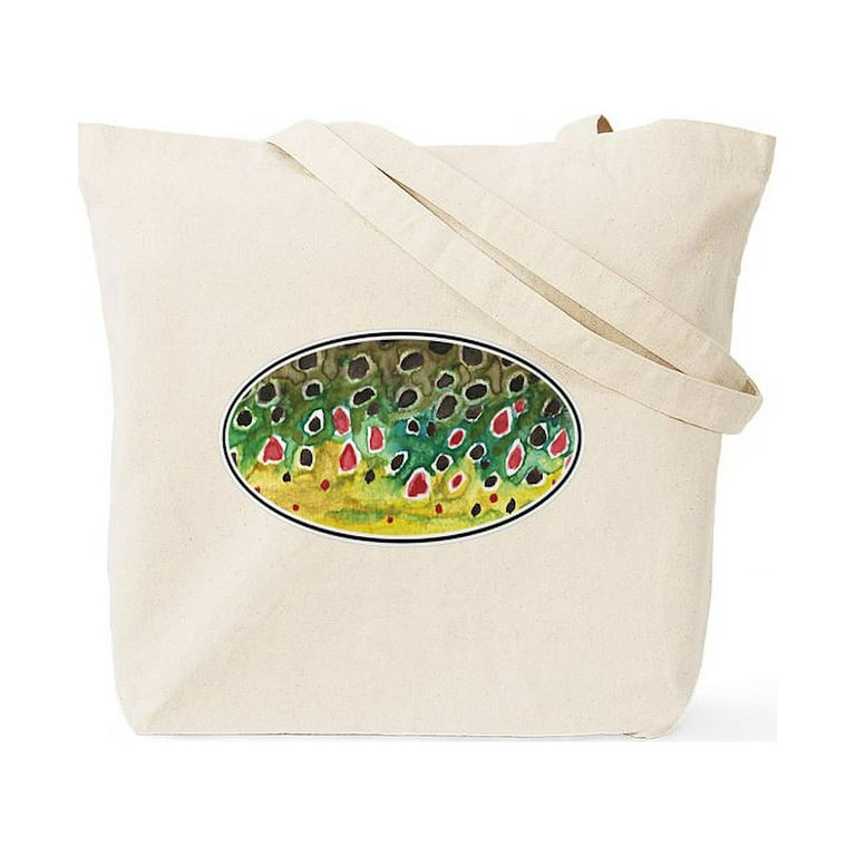 CafePress - Brown Trout Fly Fishing Tote Bag - Natural Canvas Tote Bag,  Cloth Shopping Bag