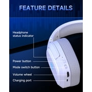 Captain 700 Pro 2.4GHz Wireless Gaming Headset for PS4/PS5/Switch/PC, Wireless gaming Headphones with Noise-Canceling Flip Mic, 3.5mm Wired Mode for Xbox Series,LED Light,White
