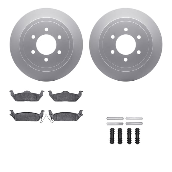 Dynamic Friction Company Rear Geospec Brake Rotors with 5000 Advanced Brake Pads includes Hardware 4512-99171