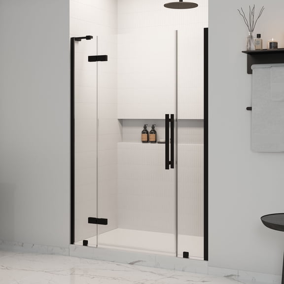 Tampa 54"W x 72"H Frameless Pivot Alcove Shower Door in Black