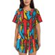 thumbnail image 1 of Fotbe Colorful Arrow Graffiti Pattern Conjunto de Pijama Estampado para Mujer, 2 Piezas, Ropa de Dormir con Camiseta de Manga Corta y Shorts Suaves-Large, 1 of 6