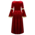 thumbnail image 4 of Sholeno Kids Girls Medieval Princess Costume Renaissance Robe Maxi Ball Gown Bell Sleeve Dress Red 6, 4 of 7
