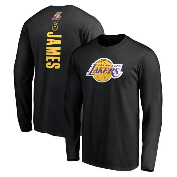 Men's LeBron James Black Los Angeles Lakers #6 Playmaker Name & Number Long Sleeve T-Shirt