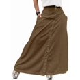 thumbnail image 3 of Women Button Down Maxi Skirts High Waist A-Line Pleated Long Skirts with Pockets Brown S, 3 of 7
