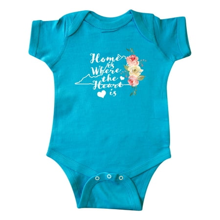 

Inktastic Virginia Home is Where The Heart is with Watercolor Floral Gift Baby Girl Bodysuit