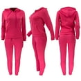 thumbnail image 3 of Brondbend Sweatpants and Sweatshirts Women Pullover Hoodie Long Sleeved Pocket Drawstring Pullover Solid Elastic Waist Jogger Outfits Warm Slim Tracksuits Hiking Fall Winter Sets Hot Pink, 3 of 3