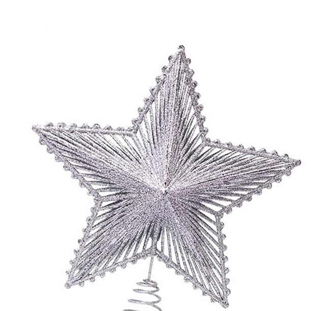 Navideña Con Cinco Puntas Y Adorno para Navidad Purpurina 20 Cm (plateado)