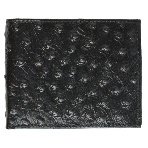 Ostrich Print Cowhide Leather Bifold Wallet with Flip ID window & Credit Card Slots 71053 OS