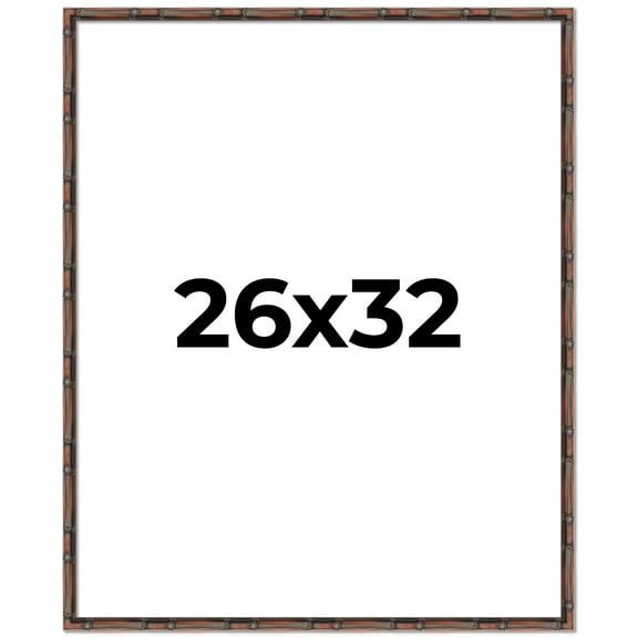 26x32 Frame Brown Bamboo with Dark Coffee/Walnut Finish | Solid Wood Picture Frame Width 0.75
