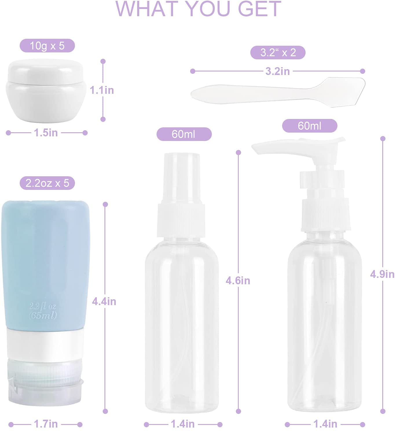 Travel Bottles TSA Approved 9 PCS Travel Containers for Toiletries BPA Free Silicone Travel Bottles Leak Proof FDA Approved Refillable for Shampoo Conditioner Facial Cleanser Cream 2.9 oz Set 