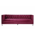 thumbnail image 4 of ACME Heibero Velvet Tufted Sofa with 2 Pillows in Burgundy, 4 of 7