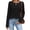 Black, variant on Womens Blouse Long Sleeve Crew Neck Solid Color Casual Loose Fit Waffle Knit Top Womens Going Out Basic Casual Tops S-2XL