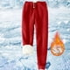 thumbnail image 2 of Pantalones deportivos Prolriy para mujer, con forro cálido, deportivos, de cintura alta, con forro polar, largos y gruesos de invierno para exteriores, color rojo, talla M, 2 of 5