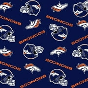 NFL Denver Broncos 58" 100% Polyester Fleece Sports Logo Fabric By the Yard, Blue