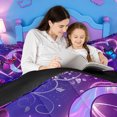 thumbnail image 4 of meiyoeat Purple Flower Monogram C Full Size Comforter Sets,Cute Butterfly Neon Letter Design Bedding Comforter Set For Girl,Black Reversible,3-Piece,1 Comforter and 2 Pillowcases, 4 of 7