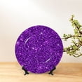 thumbnail image 6 of Wukai Purple Glitter Print Decorative Plate for Display,Bone China Decorative Plate, Ceramic Dinner Plate with Stand, Vertical Ceramic Plate-10in, 6 of 6