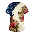 thumbnail image 3 of Iaqnaocc 4th of July Scrub Tops Women American Flag Patriotic Plus Size Floral Print Nurse Uniforms Trendy V-Neck Side Slits Scrub Tops Party Short Sleeve Tees Blouse with Pockets Khaki M, 3 of 4