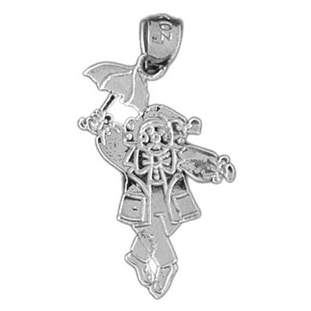 18K White Gold Teddy Bear With Umbrella Pendant - 25 mm
