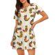 thumbnail image 1 of Easygdp Boho Chicken Camisón de manga corta para mujer, informal, estampado, 1 of 6