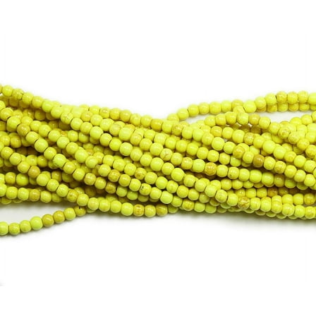 6mm Yellow Howlite Glossy Round Beads Genuine Gemstone Natural Jewelry Making