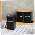thumbnail image 3 of 3PCS Set Tea Coffee Sugar Canister Set with Tray Iron Tea and Coffee Jars with Bamboo Lid Coffee Sugar Tea Containers B, 3 of 9