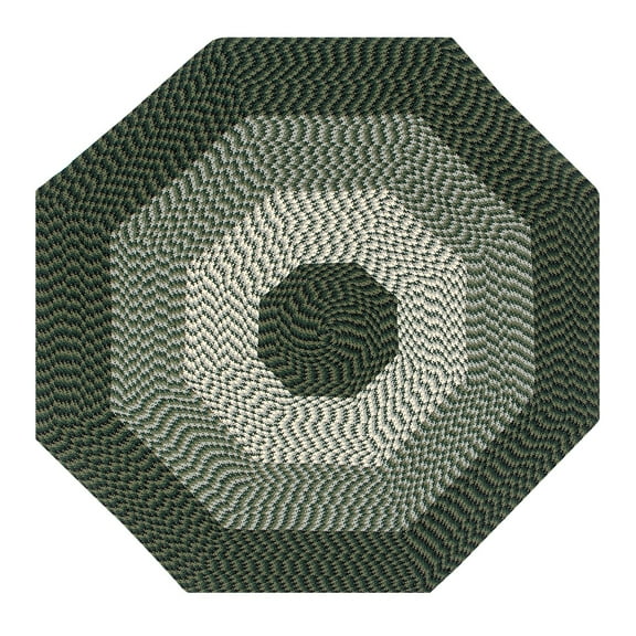 Better Trends Alpine Braid Reversible Indoor Area Utility Rug 100% Polypropylene, 96" Octagonal, Hunter Stripe
