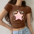 thumbnail image 5 of Rezuofi 1 Pcs Cowgirl Shirt Women Embroidery Western Outfits PU Leather Star Graphic Tees Short Sleeve Tops 2025, 5 of 6