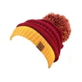 thumbnail image 1 of C.C Unisex College High School Team Color Two Tone Pom Pom Knit Beanie Hat, 1 of 2